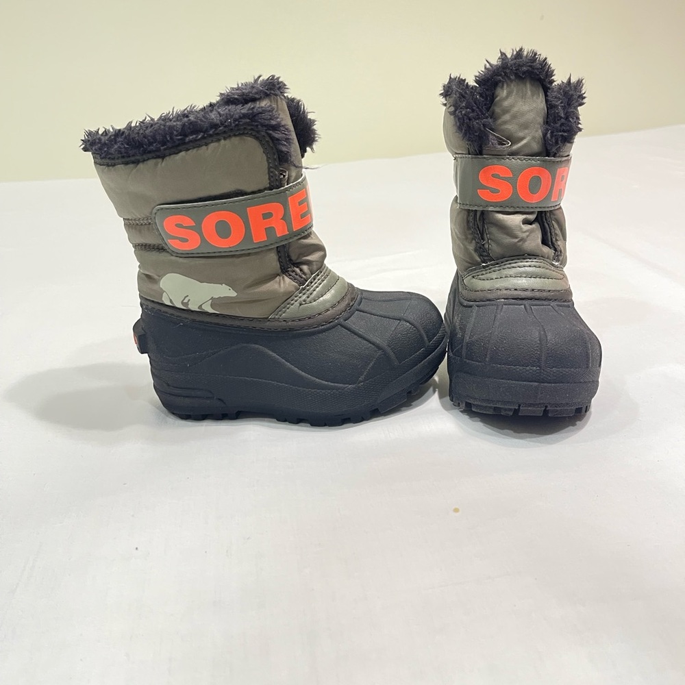 SOREL Kid's Boy Snow Commander Snow Boots Stone Green Size 9 Unisex
